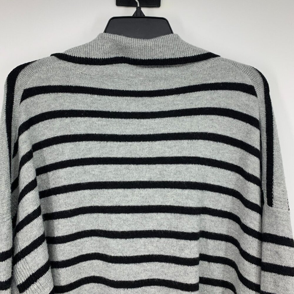 Stylus Sweater Gray Black Stripe V Neck Long Sleeve Pullover NWT - Picture 10 of 12